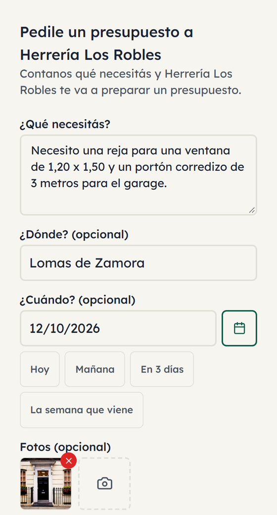 El formulario que completa tu cliente: qué necesita, dónde, cuándo y fotos
